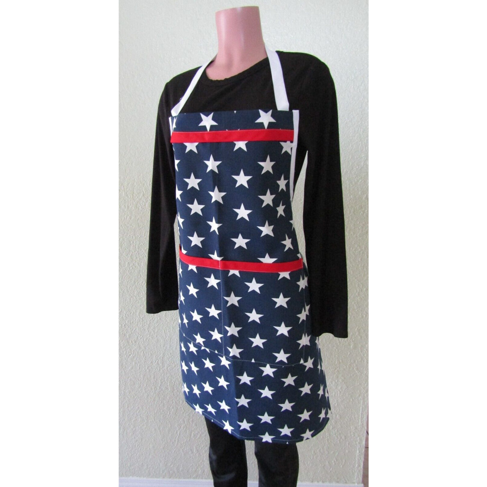 Handmade BIB APRON 4Th of July Stars Pattern Unisex Apron